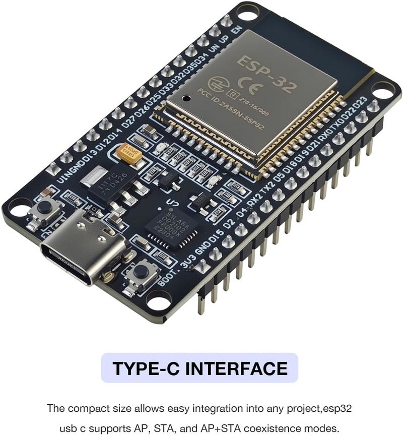 Hosyond 3 حزمة لوحة تطوير ESP32 ESP-32S USB-C واي فاي بلوتوث معالج دقيق ثنائي النواة لـ Arduino IDE، يدعم AP/STA/AP+STA، شريحة CP2102 ESP-WROOM-32 - Image 2